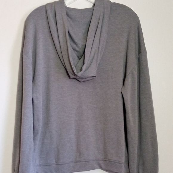 Banana Republic gray zip up lounge hoodie with balloon sleeves and elastic cuffs - Picture 8 of 9